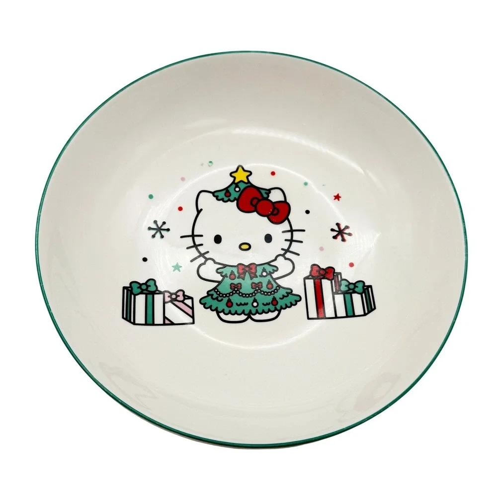 Hello Kitty Christmas serving Bowl Silver Buffalo Holiday Sanrio ceramic